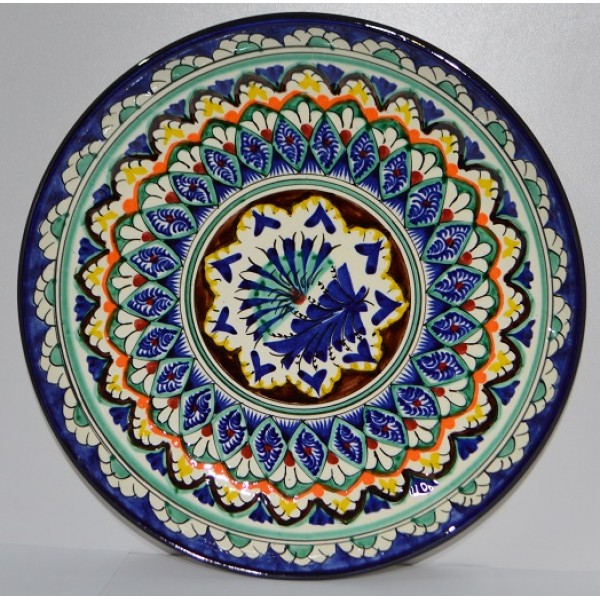 Блюдо "Риштан" ляган синий 32 см - уникальный керамический сервировочный элемент для вашего стола!